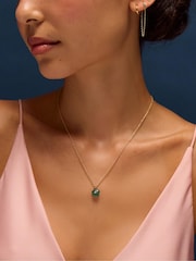 Accessorize Gold 14ct Plated Green Quartz Flower Pendant Necklace - Image 2 of 2