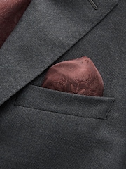 Charcoal Grey Slim Fit Signature Tollegno Italian Wool Textured Suit Jacket - Image 10 of 12