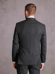Charcoal Grey Slim Fit Signature Tollegno Italian Wool Textured Suit Jacket - Image 3 of 12