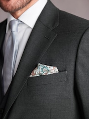 Charcoal Grey Slim Fit Signature Tollegno Italian Wool Textured Suit Jacket - Image 5 of 12