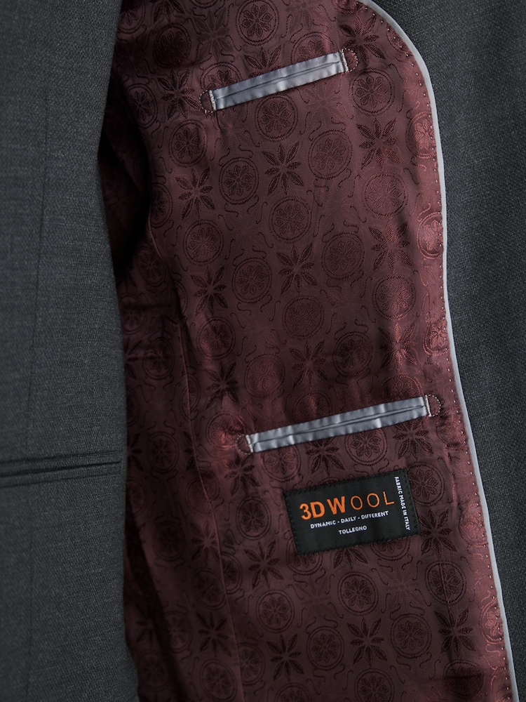 Anthrazitgrau - Signature Tollegno Anzugjacke aus strukturierter italienischer Wolle, Slim-Fit - Image 6 of 12