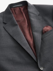 Charcoal Grey Slim Fit Signature Tollegno Italian Wool Textured Suit Jacket - Image 8 of 12