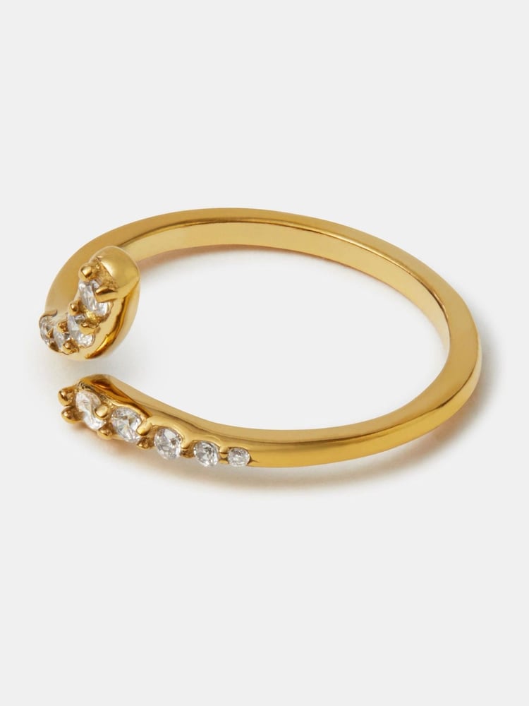 Accessorize Gold Tone Stainless Steel Cubic Zirconia Wrap Ring - Image 2 of 2 Accessorize Gold Tone Stainless Steel Cubic Zirconia Wrap Ring - Image 2 of 2