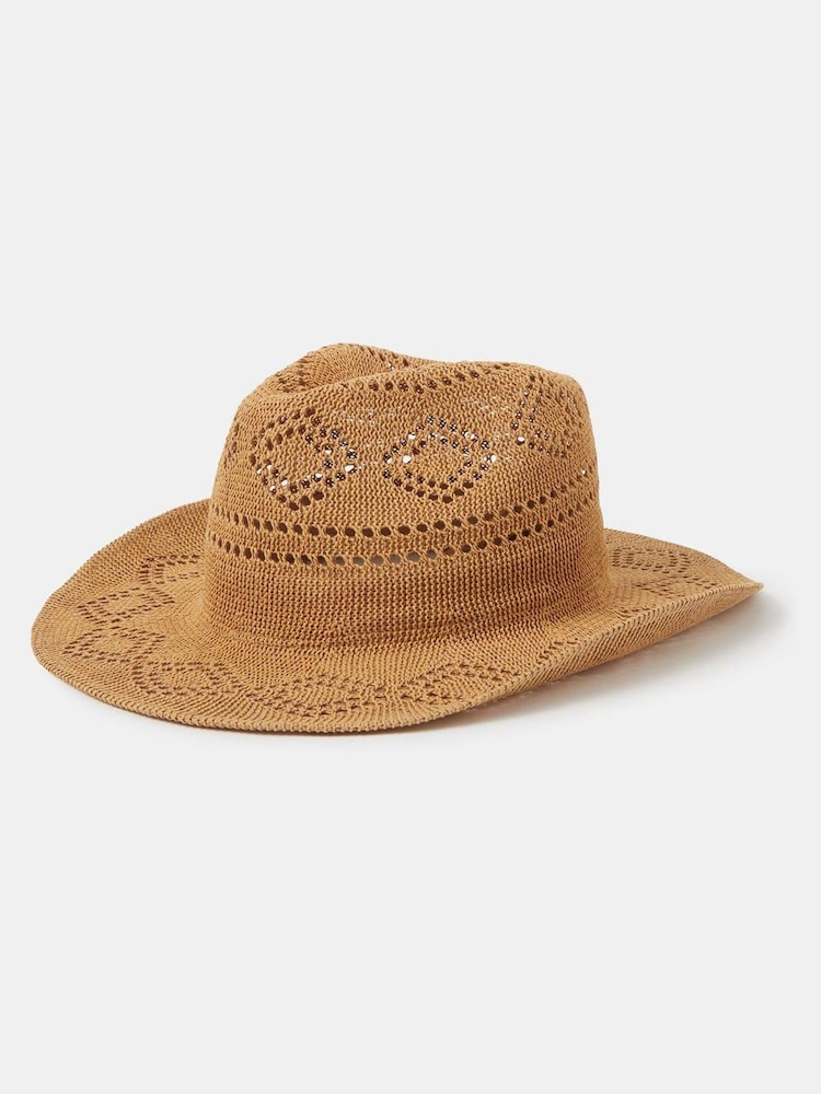 Accessorize Natural Woven Packable Stetson Hat - Image 2 of 3 Accessorize Natural Woven Packable Stetson Hat - Image 2 of 3