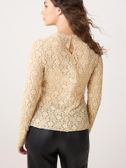 Neutral Lace Long Sleeve Top - Image 3 of 6