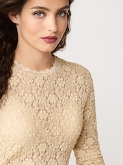 Neutral Lace Long Sleeve Top - Image 4 of 6