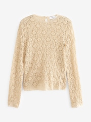 Neutral Lace Long Sleeve Top - Image 5 of 6