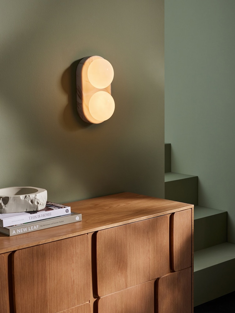 MADE.COM White Marble Effect Wilf Wall Light - Image 1 of 5