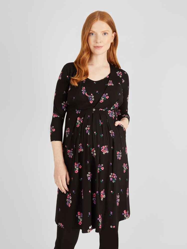 JoJo Maman Bébé Black Floral Maternity & Nursing Tunic Dress - Image 2 of 4