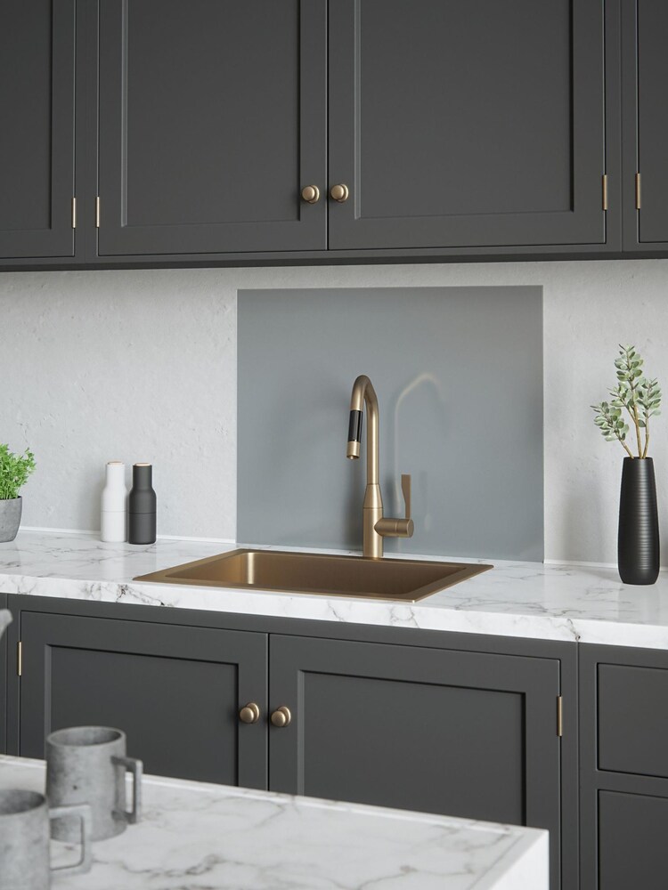 House Beautiful Grey HB Pewter Kitchen Splashback 60cmx75cm - Image 1 of 5