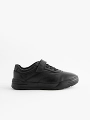 Black School Leather Elastic Lace Shoes - Image 2 of 5