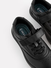 Black School Leather Elastic Lace Shoes - Image 3 of 5
