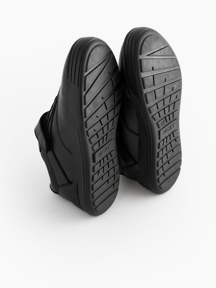 Black School Leather Elastic Lace Shoes - Image 5 of 5