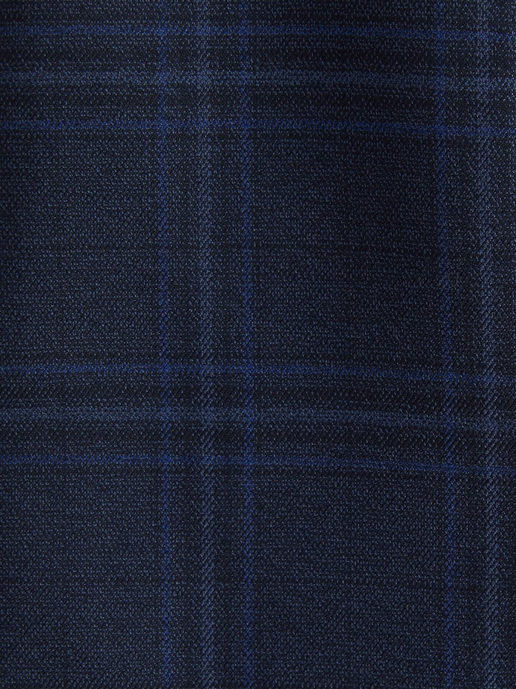 Navy Blue Bold Check Suit Waistcoat - Image 10 of 10