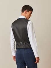 Navy Blue Bold Check Suit Waistcoat - Image 2 of 10
