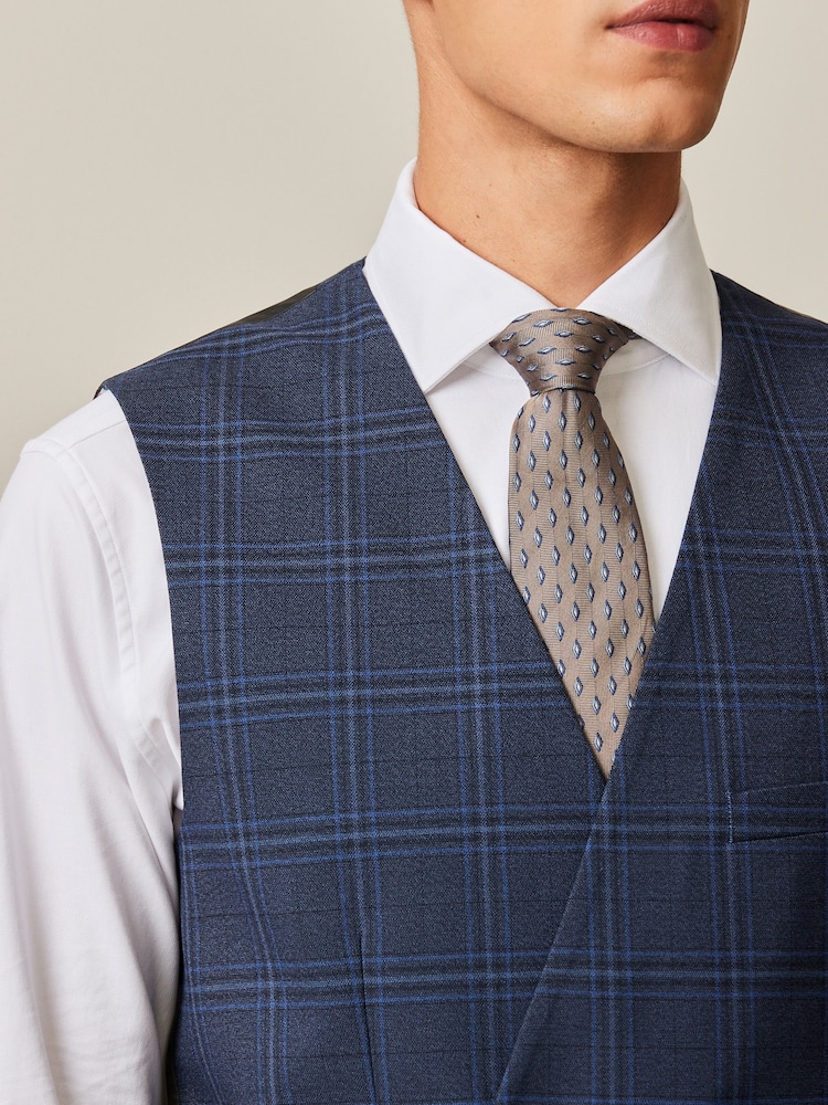 Bleu marine - Gilet à carreaux pour costumes - Image 4 of 10