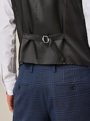 Navy Blue Bold Check Suit Waistcoat - Image 6 of 10