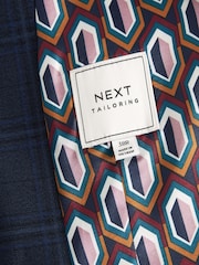 Navy Blue Bold Check Suit Waistcoat - Image 8 of 10