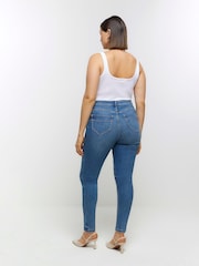 River Island Blue Curve High Rise Bum Sculpt Skinny Jeans - Image 2 of 5