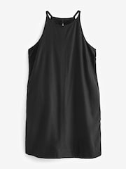Black Linen Blend High Neck Mini Dress - Image 5 of 6