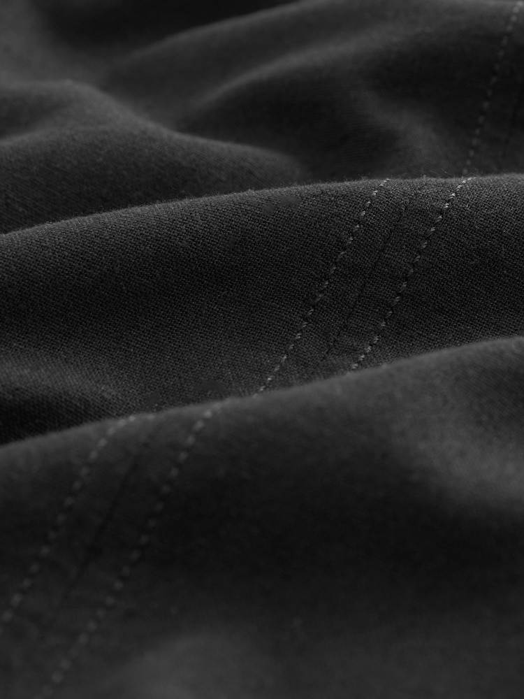 Black Linen Blend High Neck Mini Dress - Image 6 of 6