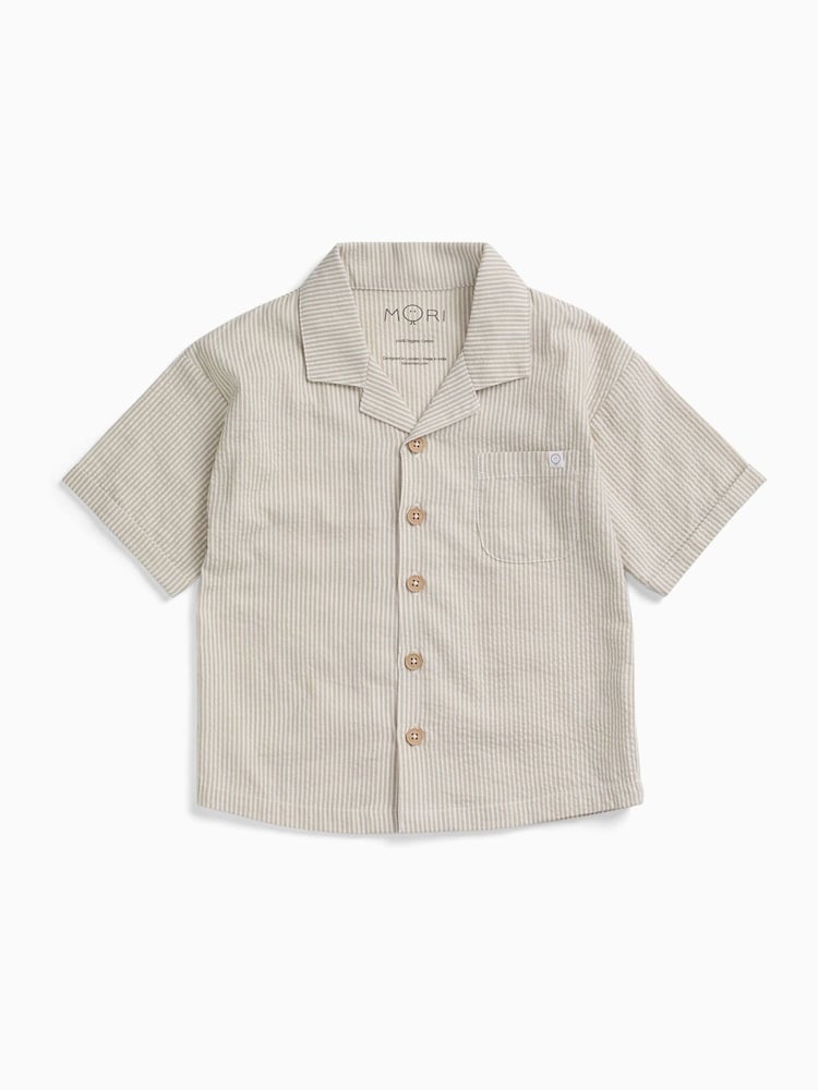 MORI Green Stripe Woven Shirt - Image 5 of 5 MORI Green Stripe Woven Shirt - Image 5 of 5