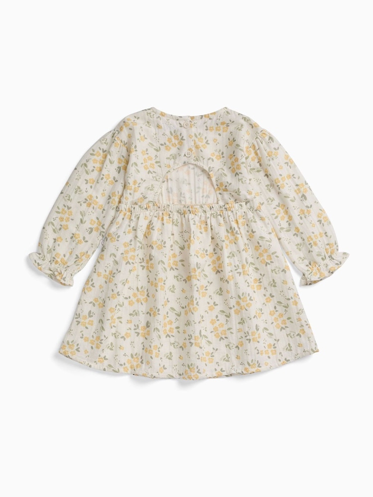 MORI Cream Floral Muslin Long Sleeve Dress - Image 6 of 6 MORI Cream Floral Muslin Long Sleeve Dress - Image 6 of 6