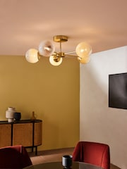 MADE.COM Brass/Green Ombre Globe 5 Light Flush Ceiling Light - Image 1 of 2
