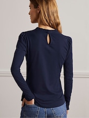 Boden Blue Supersoft Frill Detail Top - Image 2 of 6