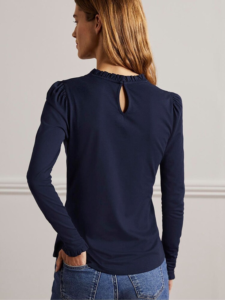 Boden Blue Supersoft Frill Detail Top - Image 2 of 6 Boden Blue Supersoft Frill Detail Top - Image 2 of 6