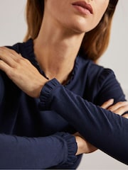Boden Blue Supersoft Frill Detail Top - Image 4 of 6