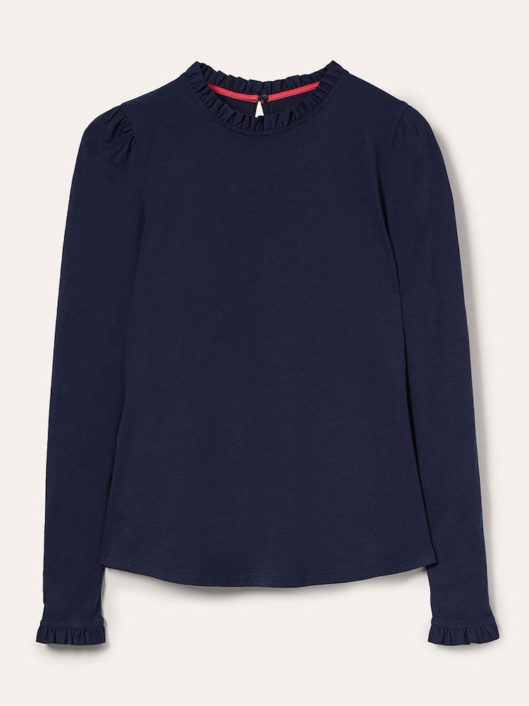 Boden Blue Supersoft Frill Detail Top - Image 6 of 6 Boden Blue Supersoft Frill Detail Top - Image 6 of 6