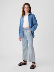 Gap Light Blue Cotton High Waisted Pull On Denim Cargo Jeans - Image 1 of 5