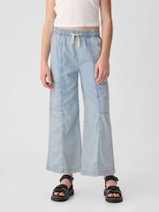 Gap Light Blue Cotton High Waisted Pull On Denim Cargo Jeans - Image 2 of 5