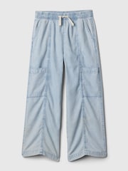 Gap Light Blue Cotton High Waisted Pull On Denim Cargo Jeans - Image 5 of 5