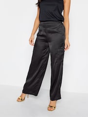 PixieGirl Petite Black Button Detailed Wide Leg Trousers - Image 2 of 4