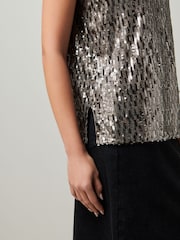 Gold Sequin Sparkle Sleeveless Top - Image 3 of 5