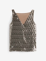Gold Sequin Sparkle Sleeveless Top - Image 4 of 5