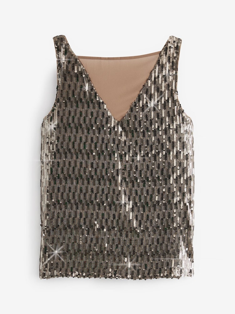 Gold Sequin Sparkle Sleeveless Top - Image 5 of 5