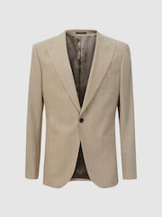 Однобортный блейзер из ткани с добавлением шерсти Reiss Wish - Изображение 2 из 7