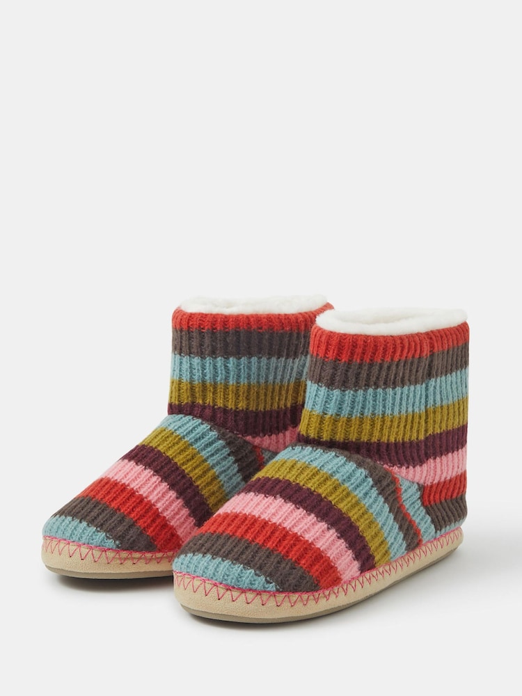 Accessorize Brown Rainbow Stripe Boats Slippers - Image 1 of 2