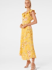 Forever New Yellow Pure Linen Haisley Flounce Midi Dress - Image 3 of 5