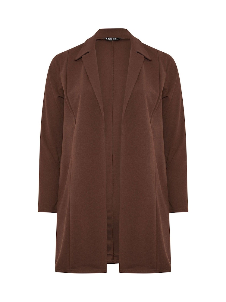Yours Curve Brown Longline Blazer - Image 5 of 5 Yours Curve Brown Longline Blazer - Image 5 of 5