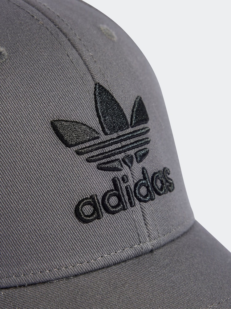 adidas Originals Grey Trefoil 100% Cotton Baseball Cap - Image 3 of 4