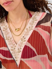 Accessorize Brown Abstract Chiffon Mini Kaftan - Image 2 of 4