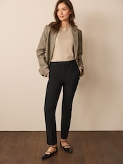Schwarz - Tailored Pull-on-Hose in Straight Fit mit Elastikeinsatz hinten - Bild 1 von 7