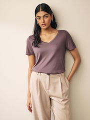 Brown Slouch V-Neck T-Shirt - Image 1 of 6