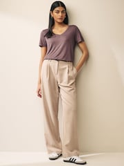 Brown Slouch V-Neck T-Shirt - Image 2 of 6