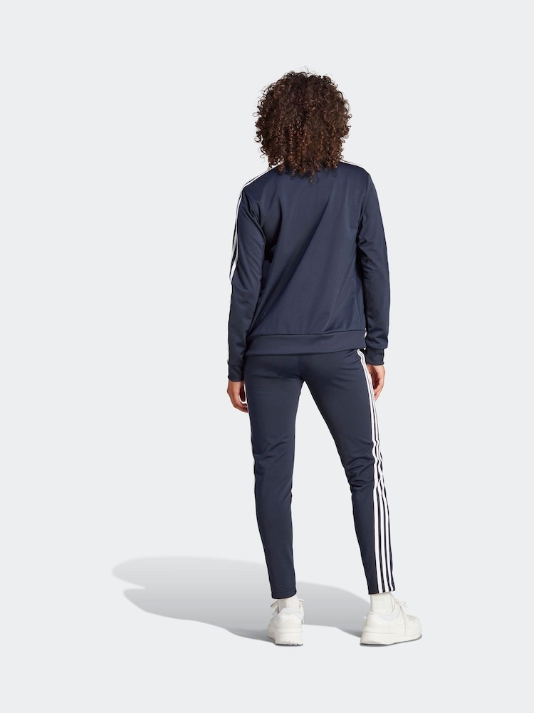 adidas Blue 3 Stripe Essentials Tracksuit - Image 2 of 7