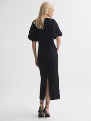 Florere Velvet Lace Puff Sleeve Midi Dress - Image 4 of 6